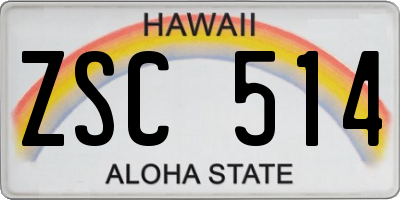 HI license plate ZSC514