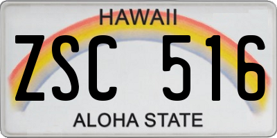 HI license plate ZSC516