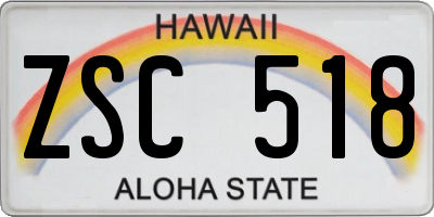 HI license plate ZSC518
