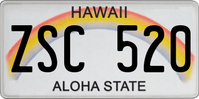HI license plate ZSC520