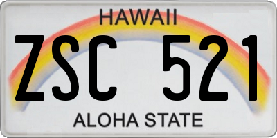 HI license plate ZSC521