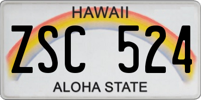 HI license plate ZSC524