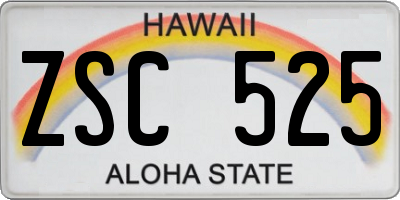 HI license plate ZSC525