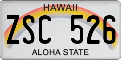HI license plate ZSC526