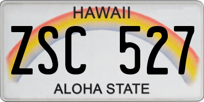 HI license plate ZSC527