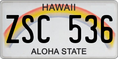 HI license plate ZSC536