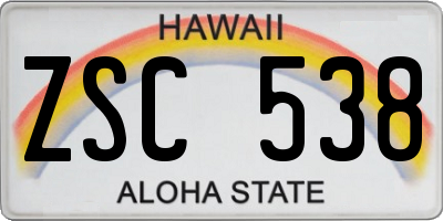 HI license plate ZSC538