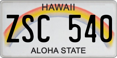 HI license plate ZSC540