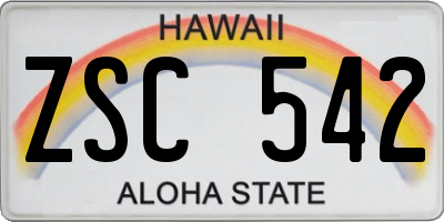 HI license plate ZSC542
