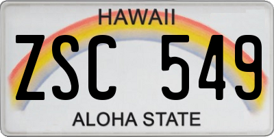 HI license plate ZSC549