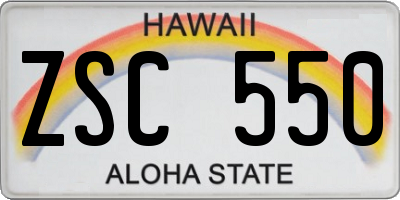 HI license plate ZSC550