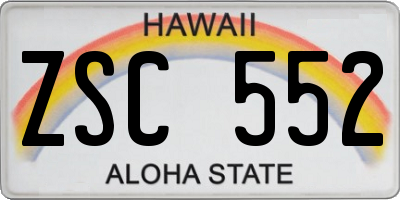 HI license plate ZSC552