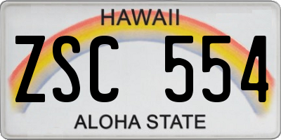 HI license plate ZSC554