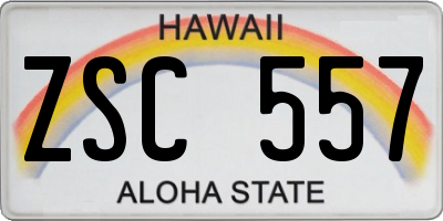 HI license plate ZSC557
