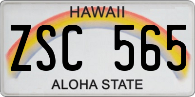 HI license plate ZSC565