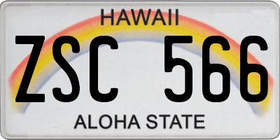 HI license plate ZSC566