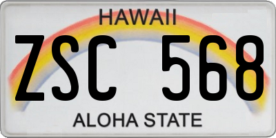 HI license plate ZSC568