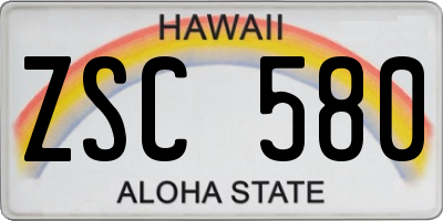 HI license plate ZSC580