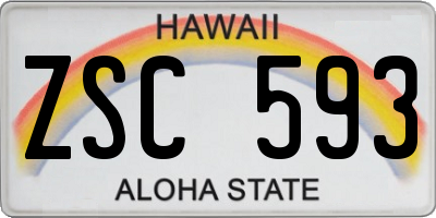 HI license plate ZSC593