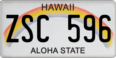 HI license plate ZSC596