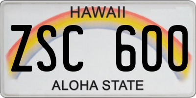 HI license plate ZSC600