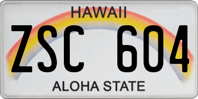 HI license plate ZSC604