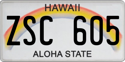 HI license plate ZSC605