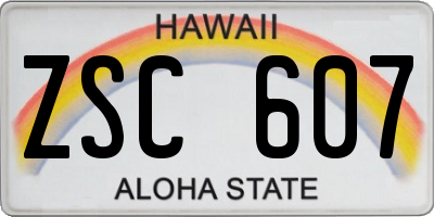 HI license plate ZSC607