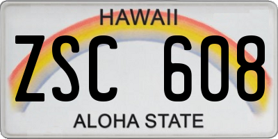 HI license plate ZSC608