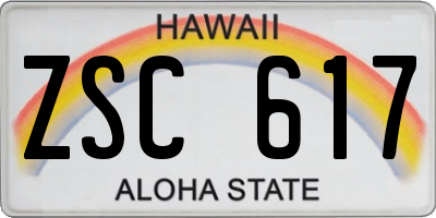 HI license plate ZSC617