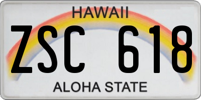 HI license plate ZSC618