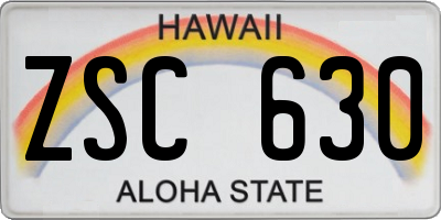 HI license plate ZSC630