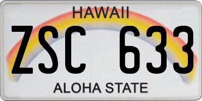 HI license plate ZSC633