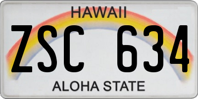 HI license plate ZSC634