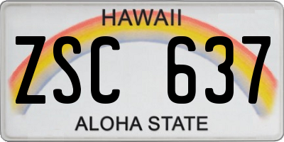 HI license plate ZSC637