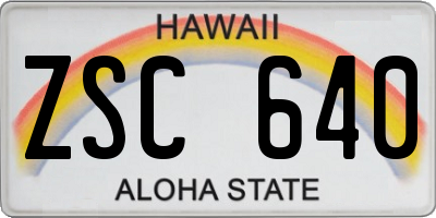 HI license plate ZSC640