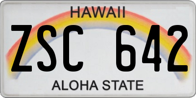 HI license plate ZSC642