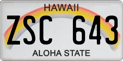 HI license plate ZSC643