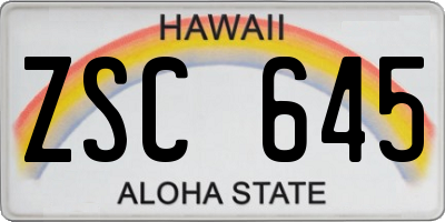 HI license plate ZSC645