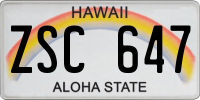 HI license plate ZSC647