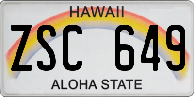 HI license plate ZSC649