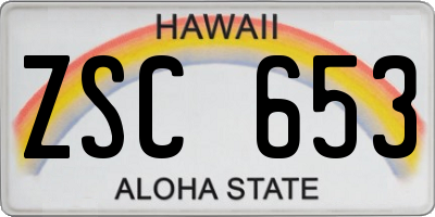 HI license plate ZSC653