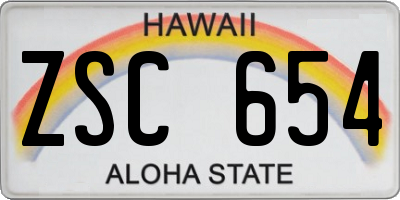HI license plate ZSC654