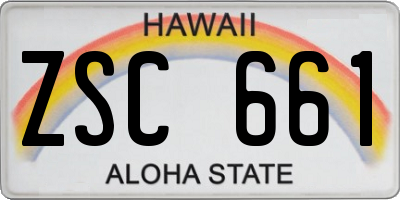 HI license plate ZSC661