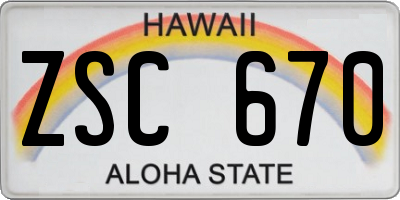 HI license plate ZSC670