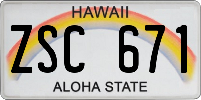 HI license plate ZSC671