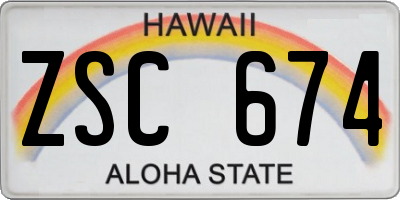HI license plate ZSC674