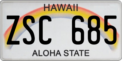 HI license plate ZSC685