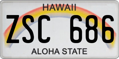 HI license plate ZSC686