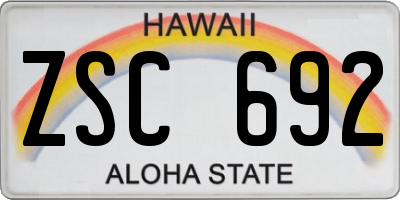 HI license plate ZSC692